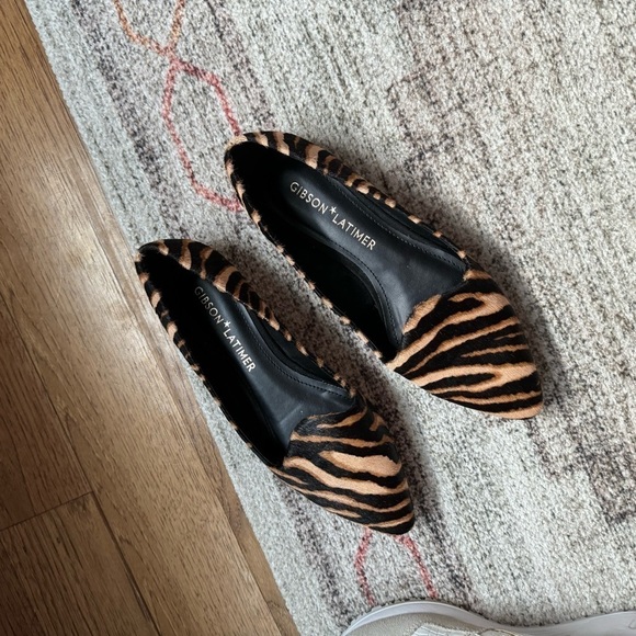Gibson Latimer Tiger Striped Calf Hair Pointed Toe Flat Shoes Size 8 - Picture 4 of 5